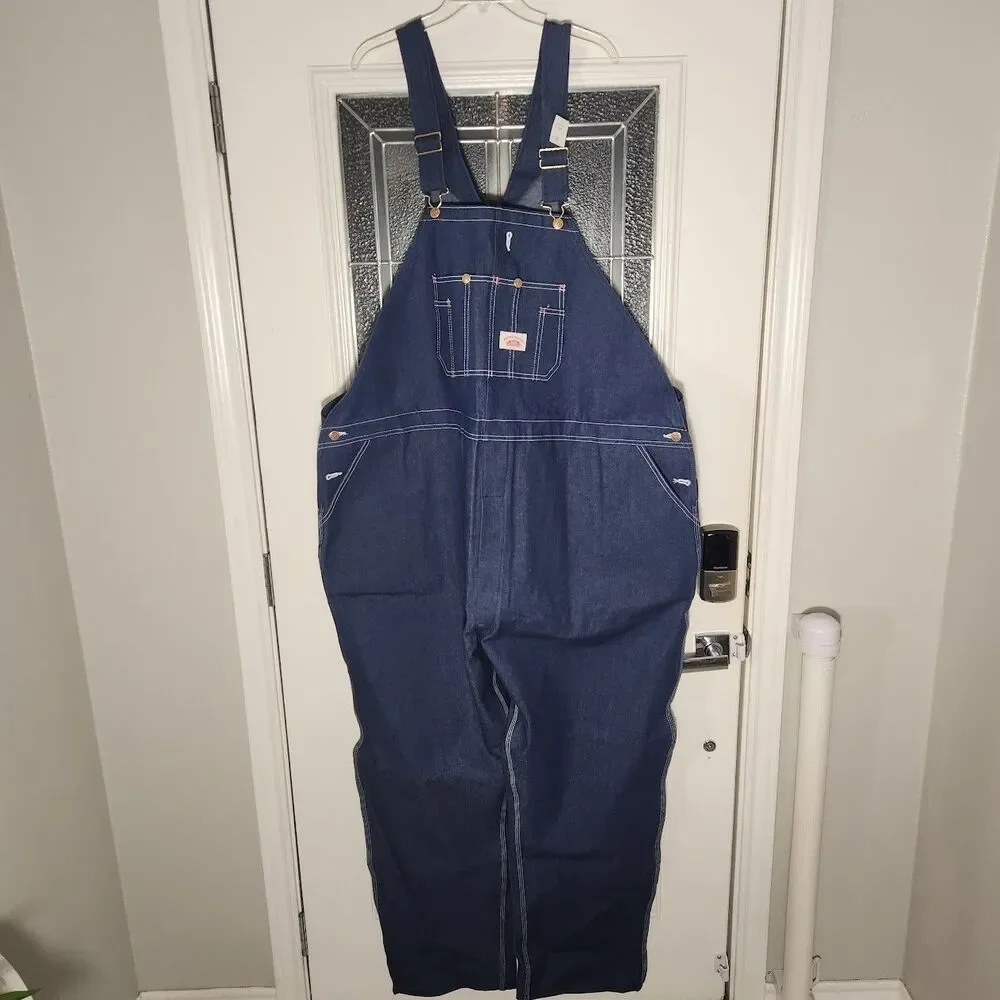 NWT Mens Round House Denim Jeans Carpenter Bib Overalls Sz 60X34 USA Made 5XL